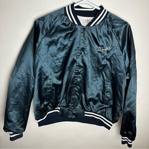 Vintage Auburn Sportswear Satin Bomber Jacket unisex XXL Made in USA navy blue